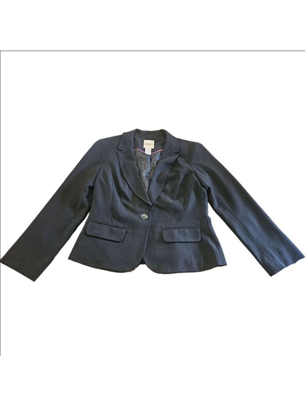 Women's Candie's Black Blazer Jacket with Pink Trim, Size L Junior's